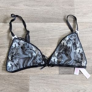 Victoria's Secret Embroidered Lace Bralette Top Bra Size Medium